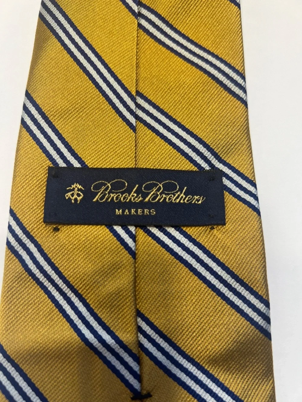 Brooks Brothers Gold, Blue and White Tie